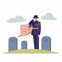 human in the cemetery during memorial day vector
