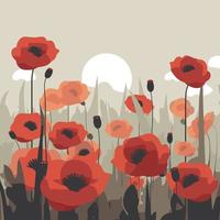 background with red poppy flowers vector