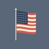 Flag of the united states of america flying on a flagpole vector