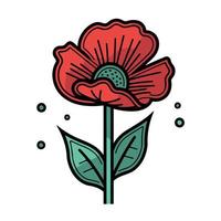 One red poppy flower vector