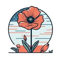 a red poppy flower in the colors of the flag of the united states of america vector