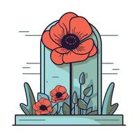 rojo amapola flores en el cementerio vector