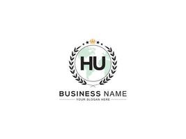 Crown Hu King Logo, Initial HU Logo Letter Vector Stock Image