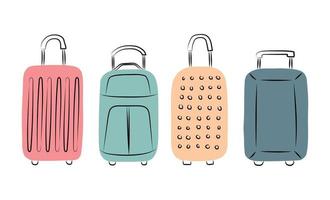 suitcase on wheels in flat style, vector illustration isolated on white background