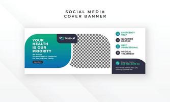 Medical healthcare social media facebook cover and web banner template design vector