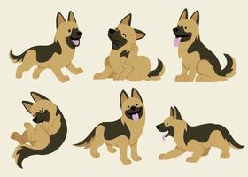 german shepherd dog set vector