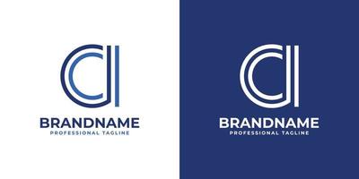 Letter CI Line Monogram Logo, suitable for any business with CI or IC initials. vector