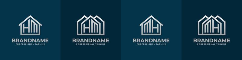 Letter HM and MH Home Logo Set. Suitable for any business related to house, real estate, construction, interior with HM or MH initials. vector