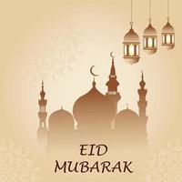 estilo moderno Ramadán kareem y eid Mubarak saludo tarjetas con social medios de comunicación diseño, eid Mubarak icono, vector elementos, luna, mezquita, y logo