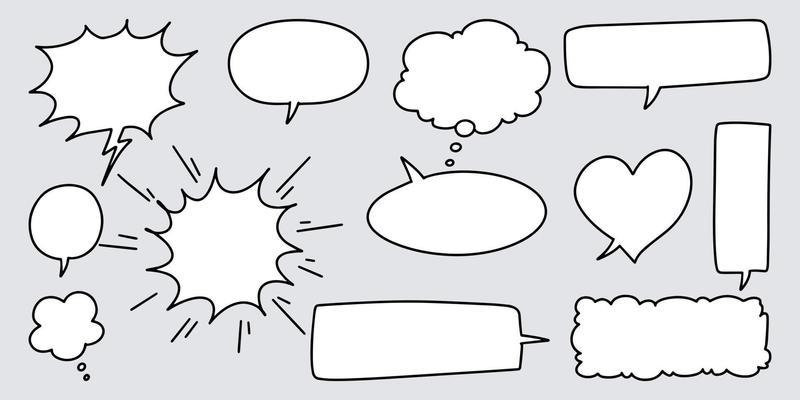 Doodle sketch style of speech bubbles hand drawn illustration. for concept design.