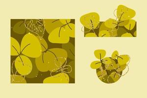 elegant  set of layer art leafs background with gold collor vector