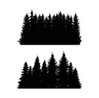 Vintage trees and forest silhouettes set vector