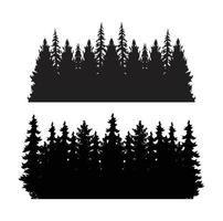 Vintage trees and forest silhouettes set vector