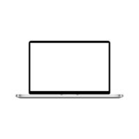 Realistic Metallic Laptop White Blank Display Mockup Vector Illustration