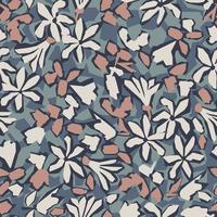 Vector abstract flower and leaf seamless repeat pattern retro color