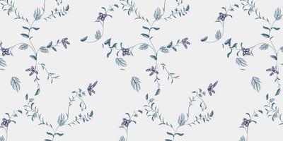 Hand drawn leaf and branch seamless pattern. Smooth bluish gray color. Aesthetic vibe flower pattern. Find fill pattern on swatches vector