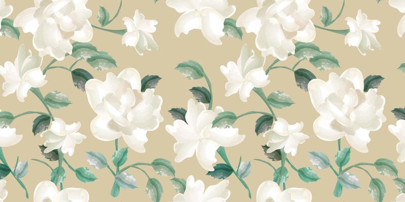 White rose flower seamless pattern. Beautiful floral watercolor style. Fill pattern on swatches