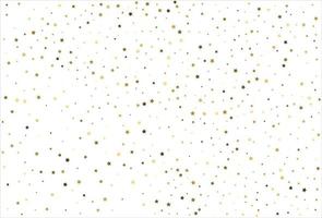 Random falling gold stars on white background. Glitter pattern for banner, greeting card, Christmas and New Year card, invitation, postcard, paper packaging vector