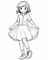 Cute Girl Coloring Page vector