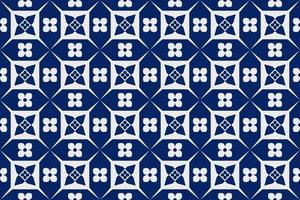 Blue and white geometric ethnic seamless pattern design for wallpaper, background, fabric, curtain, carpet, clothing, and wrapping. vector