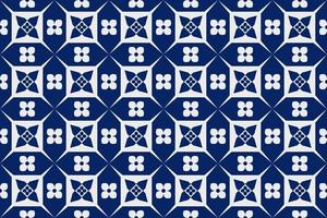 Blue and white geometric ethnic seamless pattern design for wallpaper, background, fabric, curtain, carpet, clothing, and wrapping. vector