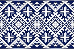 Blue and white geometric ethnic seamless pattern design for wallpaper, background, fabric, curtain, carpet, clothing, and wrapping. vector