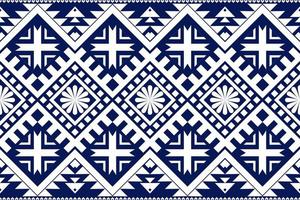 Blue and white geometric ethnic seamless pattern design for wallpaper, background, fabric, curtain, carpet, clothing, and wrapping. vector