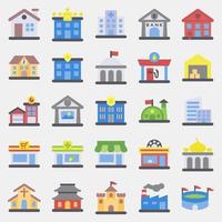 Icon set of building. Building elements. Icons in flat style. Good for prints, web, posters, logo, site plan, map, infographics, etc. vector