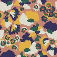 Vector Scandinavian design flower illustration seamless repeat pattern