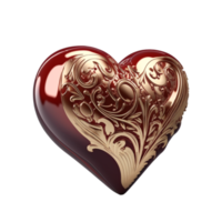Golden Red Heart Valentine Day With Transparent Background png