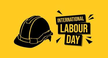 International labour Day May 1 Banner With Safety Helmet Hand Drawn Sketch Illustration Concept vector