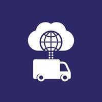 van, truck connected to cloud vector icon