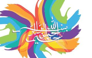 Bismillah Written in Islamic or Arabic Calligraphy with abstract background. Meaning of Bismillah, In the Name of Allah, The Compassionate, The Merciful. vector