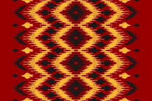 Beautiful ethnic tribal pattern art. Ethnic ikat red seamless pattern. American and Mexican style. vector