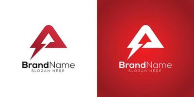 Letter A thunder logo design template vector