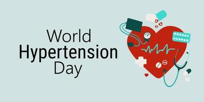 World Hypertension day illustration illustration with heart symbol with heart beat and pills vector