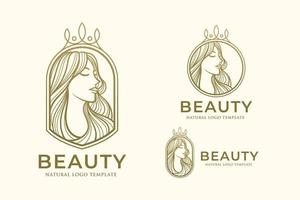 plantilla de diseño de logotipo de arte de línea de mujer de belleza vector