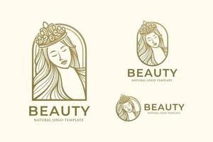 Beauty Woman Line Art Logo Design Template vector