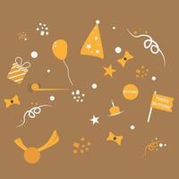 Set of holiday or birthday celebration icons. Flat vector illustration