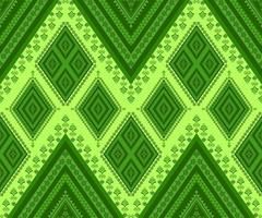 Ethnic folk geometric seamless pattern in green tone in vector illustration design for fabric, mat, carpet, scarf, wrapping paper, tile and more