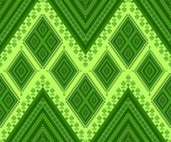 Ethnic folk geometric seamless pattern in green tone in vector illustration design for fabric, mat, carpet, scarf, wrapping paper, tile and more