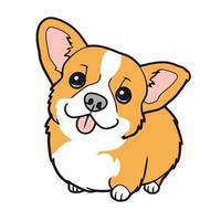 Happy Smiling Corgi with Tongue Out vector