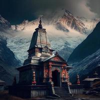 Shiva tenmple kedarnath temple, mountains photo