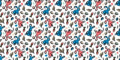 Linear Pattern with bunnies and carrots for Easter png