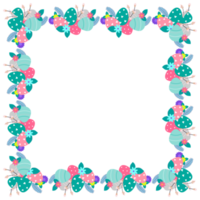 Easter flower wreath . Festive Easter frame with decorated eggs and flowers and symbols of bright Easter png