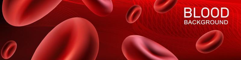 Blood with red erythrocytes flows through the veins and vessels of a person. Donor Day, anemia awareness. Horizontal site header. Red background. Vector. vector