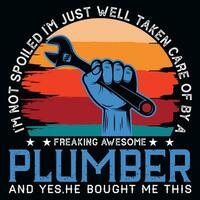 Plumber graphics tshirt design vector