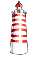 Leuchtturm mit Weiß und rot Streifen. png
