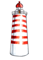 Lighthouse with white and red stripes. png