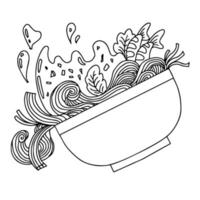 Design Noodle Ramen Coloring Page Outline Art vector